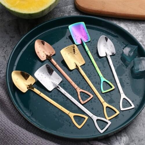 2 Style Stainless Steel Retro Iron Shovel Ice Cream Spoon Scoop Creative Spoon Tea Spoon Kitchen Gadget