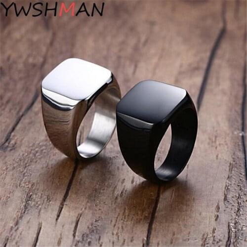 Fashion Simple Style Black Square Ring Classic Ring Wedding Engagement Jewelry Hiphop Male Jewelry Party Gift