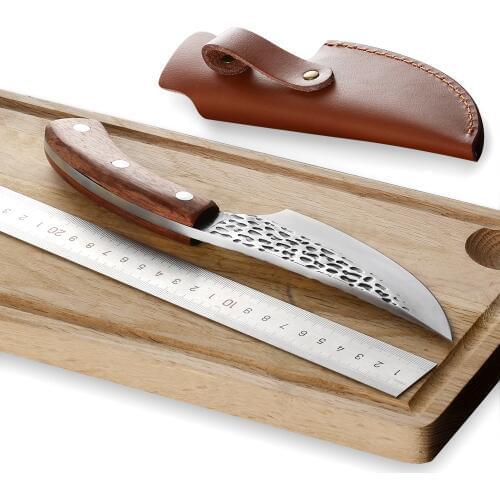 XYj Full Tang 5.5 inch Boning Camping Serbian Knife Handmade Forged Sliced Chef Kitchen Butcher Knife Tool Leather Sheath Case