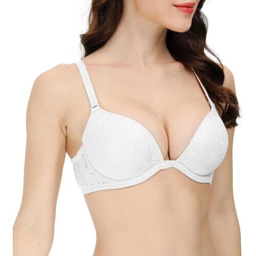 White Lace Sexy Bra Push Up Mesh Plus Size Women Lingerie Lace Embroidery Floral Hollow Underwire Padded