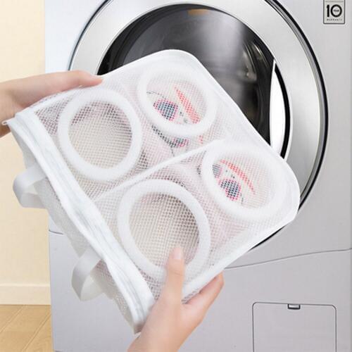 Shoes Laundry Mesh Wash Bag Portable Polyester Zipper Dry Shoes Hanging Bag Storage Organizer