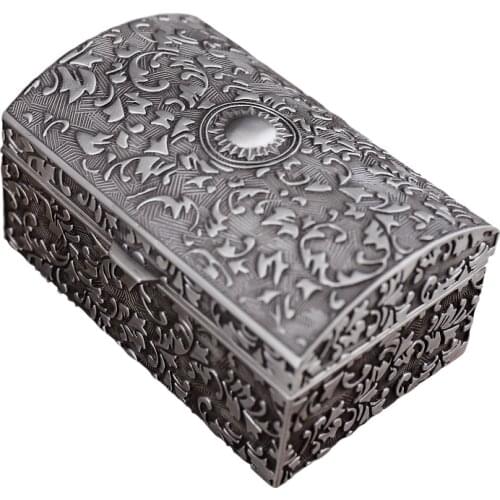 Portable Jewelry Box Trinket Case Storage Organizer Holder Gifts Vintage Metal Treasure Rectangular Ring Fashion Box