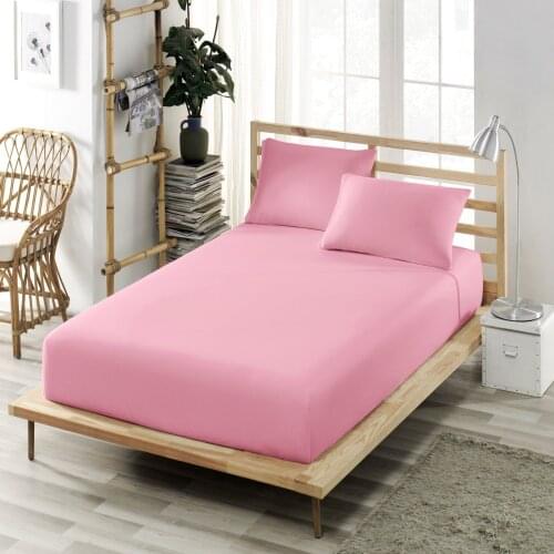 Fitted Bed Sheet Cotton Jersey King Size Double Twin Mattress Cover Soft Pink