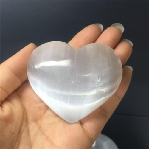 Natural Quartz Crystal Flash Celenite Heart Reiki Chakra Healing Gift Home Decor Mineral Specimen