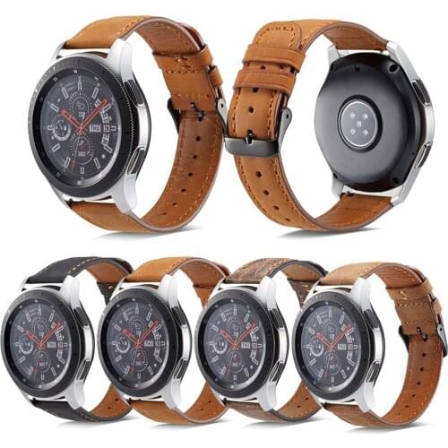 For Samsung Gear S3 Frontier/Classic 22mm Genuine Leather Watch Band Replacement Strap For Amazfit GTR 47MM Bracelet Wristband