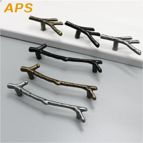 Tree Branch Furniture Handle Single Hole 96mm 128mm Black Silver Bronze Kitchen Cabinet Handles Drawer Knobs Door Pulls Hardware