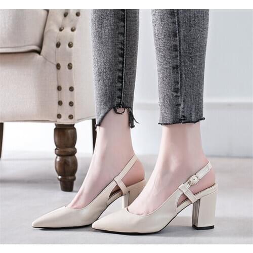Block Heels Leather Sandals Women Shoes High Heel Sandals for Women Summer Fashion New High Heels Gladiator Sandals Women