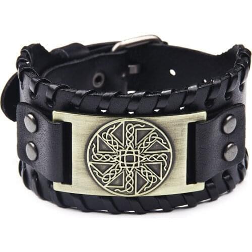 Nordic Viking Irish Knot Odin Rune Bracelet Mens Accessories New Fashion Metal Leather Accessories Religious Amulet Jewelry
