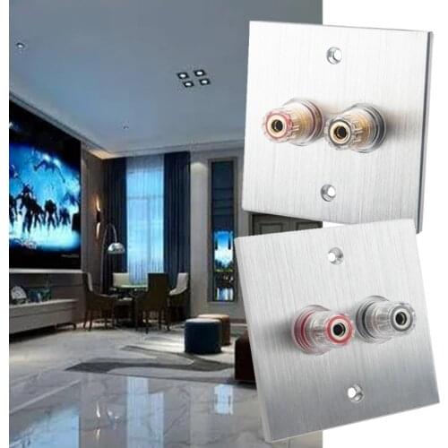 Connector Banana Wall Plate Banana Plug Binding Post Wall Plate in Aluminum Alloy for Speakers Home Theater W3JD