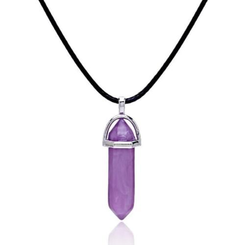 Glass hexagonal column warhead small Pendant Necklace simple Fashion Crystal Stone Necklace Stone Charm Necklace