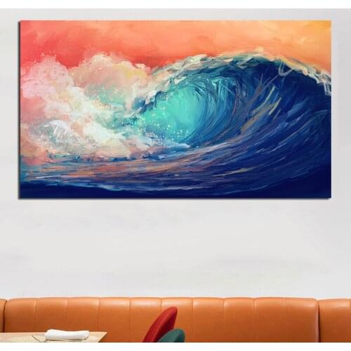 Surf Waves Wallpapers Abstract Canvas Painting Print Living Room Home Decor Modern Wall Art Oil Painting Poster Salon Pictures