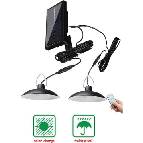 Remote 30 led 2 head Retro Lampshade Solar LED Pendant Lights Outdoor Indoor Auto On Off Solar Lamp for Room Balcony Terrace Pul