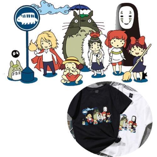 No Face Man Totoro Heat Transfer Stickers Iron On Transfer Magic Girl Decoration Washable Heat Transfer Printing A-Level Decor