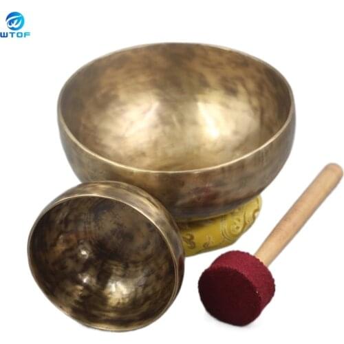 Nepal handmade Tibet Buddha sound bowl Yoga Meditation Chanting Bowl Brass Chime Handicraft music therapy Tibetan Singing Bowl