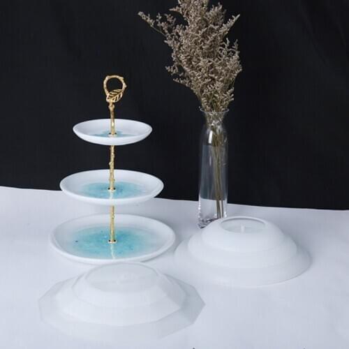 Three-layer Round Fruit Tray Mould Silicone Coaster Mold Cake Holder Resin Tray DIY Hand Making Supplies