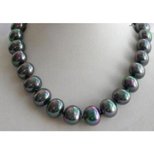 Bababetty stunning big 14mm baroque black Beads necklace Wedding jewelrynoble ladys CZ Luxury Ms. girl