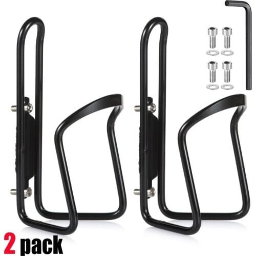 2Pcs Aluminum Alloy Bike Cycling Bicycle Drink Water Bottle Rack Holder Mount for Mountain folding Bike Cage black 20Jun11