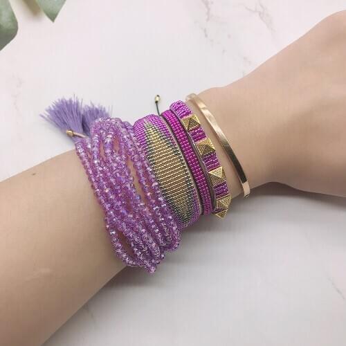 BLUESTAR MIYUKI Bead Bracelet For Women Turkish Eye Pulseras Mujer Moda Micro Pave Zircon Armband Crystal Bead Tassel Handmade