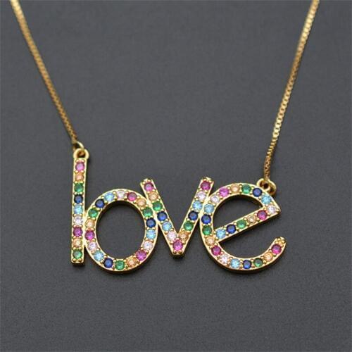 2019 New Copper Letter LOVE Pendant Necklace Set In AAA Cubic Zirconia Gold fashion necklaces for women jewelry 2018 statement