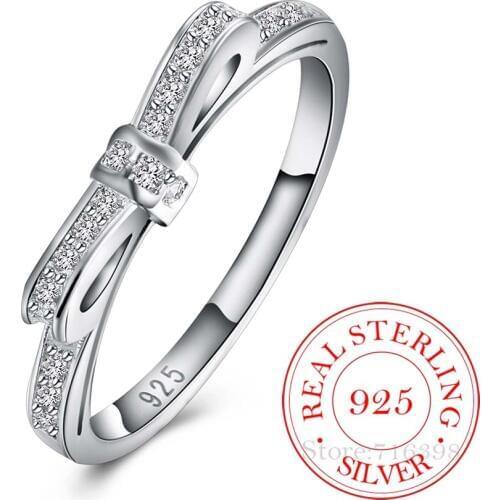 High-quality 925 Sterling Silver Rings for Women Female Exquisite Bownot Cz Crystal Infinity Ring Bague Argent 925 Anillos Mujer