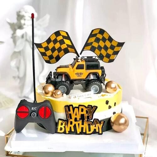 Golden Birthday Cake Topper Acrylic Locomotive boy Happy Birthday Cupcake Toppers Supplies Baby Shower Party Favorite Cake Flags