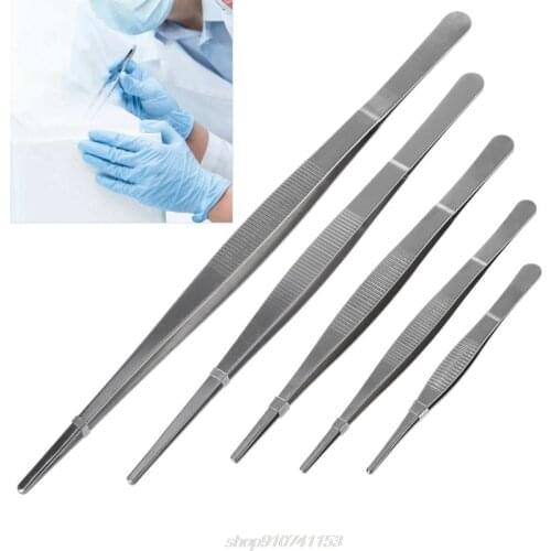 Toothed Tweezers Barbecue Stainless Steel Long Food Tongs Straight Home Tweezer Garden Kitchen BBQ Tool 5 Sizes N19 20 Dropship