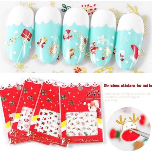 1PCS Colorful Winter Christmas Slider Nail Decals Nail Art Sticker New Year Nail Art Decoration 12 Styles