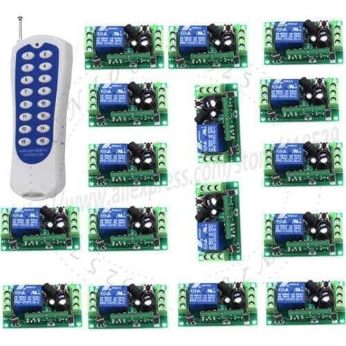 16CH DC 12V rf home automation long range remote control switch 315/433MHZ 1 transmitter +16 recevier wireless SKU: 5111
