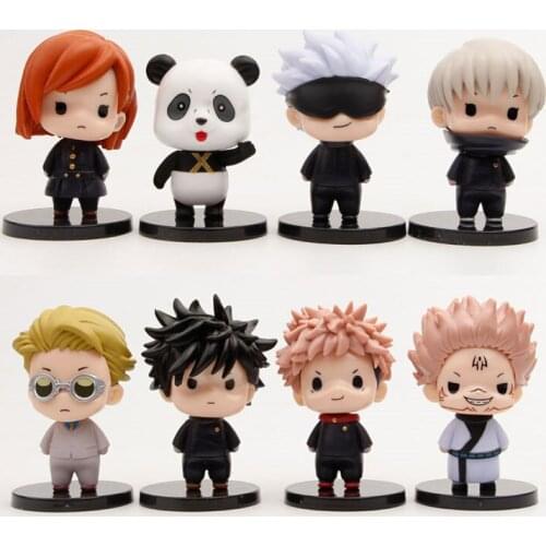 2021 8pc/set jujutsu kaisen figurine 7cm cute Gojo Satoru Itadori Yuji Fushiguro Megumi Kugisaki Nobara Panda PVC anime action f