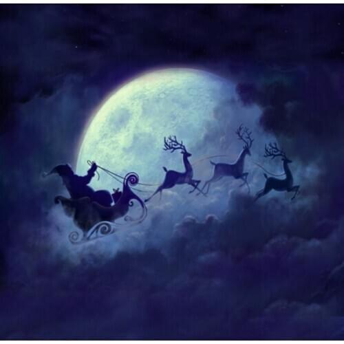 5x7ft Santa Claus Elk Moon Christmas Photography Backdrops Photo Props Studio Background