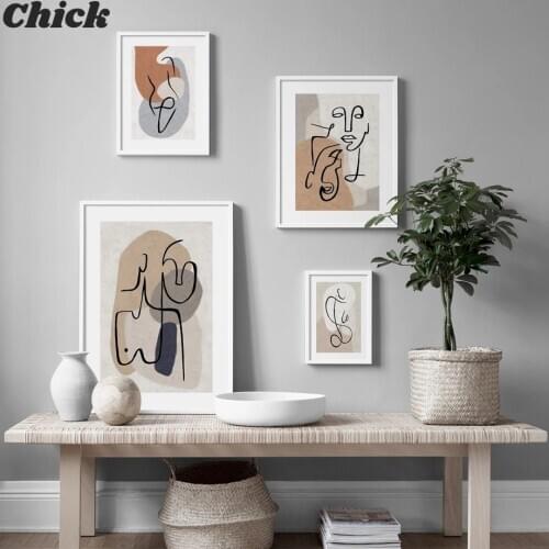 Abstract Line Color Block Nude Body Art Nordic Posters And Prints Wall Art Canvas Painting Wall Pictures For Living Room Decor