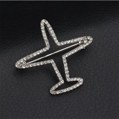 Rhinestone Airplane Brooch Pins Jewelry Alloy Plane Badges Luxury Brand Aircraft Brooches For Women Men Accessories