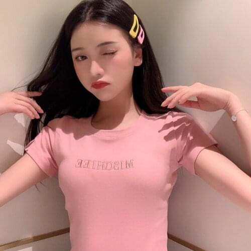 DAXIN T-shirts Women Fashion Letter Embroidery Tops Tee Casual Harajuku T Shirt for Summer Female Short Sleeve 4 Color O-neck