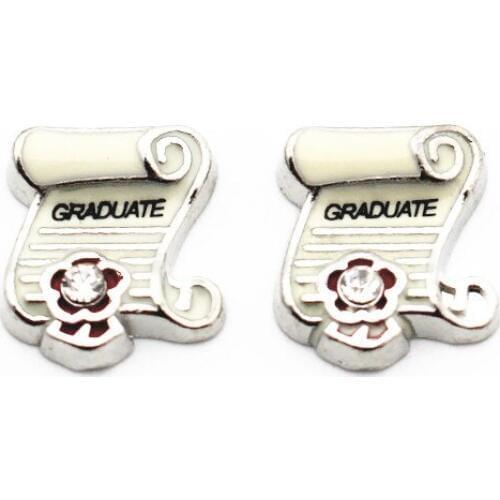 Hot Sale 10pcs/lot Metal Enamel Silver Plating Graduate Floating Charms For Living Glass Floating Lockets Necklace DIY Jewelry