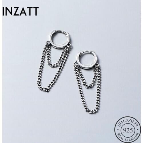 INZATT Real 925 Sterling Silver Vintage Tassel Hoop Earrings For Fashion Women Party Fine Jewelry Bohemian Accessories Gift