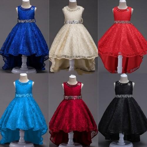 Beautiful Lace Flower Girl Dresses For Girls Burgundy Blue Black Champagne Elegant Kid Party Gowns Comunion Pageant Dress 5-13Y