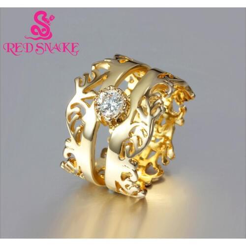 RED SNAKE Ring Anti Allergy Electroplating Golden, Engraved with Gold-color, Set Zircon .Theme, the mystery of the eye