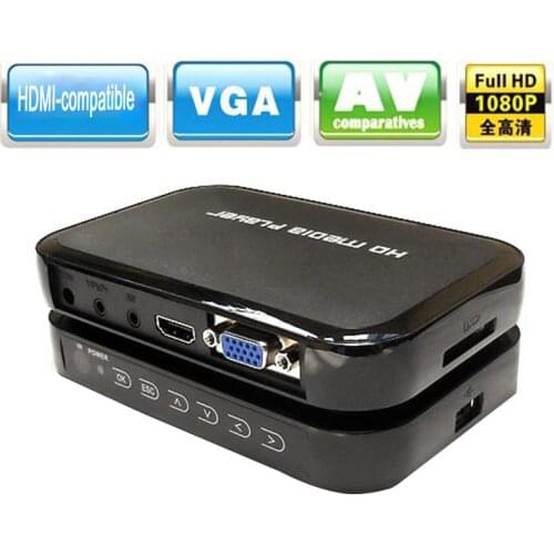 Larryjoe Multimedia Full HD 1080P HDMI Media Player Center HDMI VGA AV Output with Remote Control