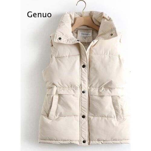 Fashionable Women Spring Autumn Vest Jacket Beige White Black Slim Sleeveless Women coat Solid color Casual Waistcoats Warm Tops