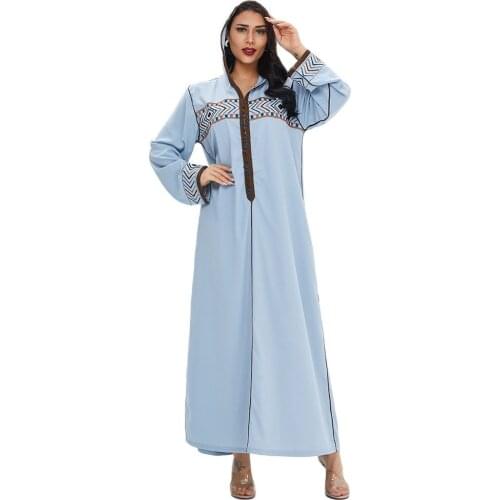 Muslim Arab Middle East Womens Solid Color Hat Long Sleeve Robe Long Skirt Muslim Fashion Dress Womens Spring Summer 2021