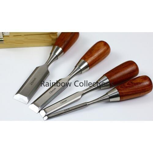 6/13/19/25mm HSS Steel Wood Carving Set Wood Working Tools Flat Chisel Kit Carvers Graving Knife In Box chisel