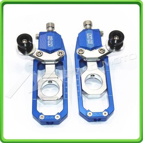 Motorcycle Chain Tensioner Adjuster with paddock bobbins kit for Yamaha YZF-R1 R1M R1S 2015 2016 2017 15 16 17 Blue&Silver