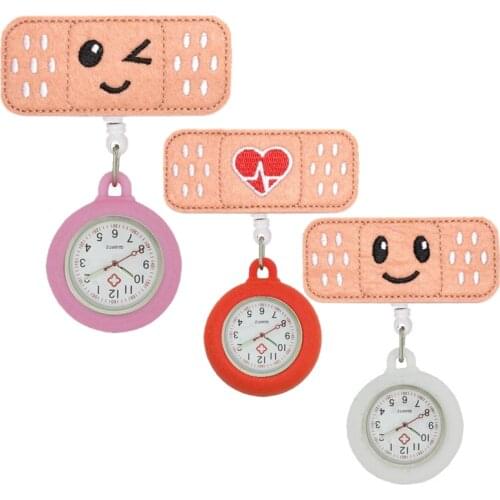 Lovely smile heartbeat heart rate elephant Cute Felt Badge nurse doctor pocket watches medical hospital hang Retractable watches