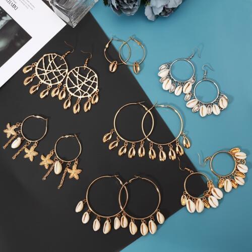 New Sea Shell Pendant Earrings Gold Statement Earrings For Women Weddings Party Irregular Geometric Earring Jewelry Gift