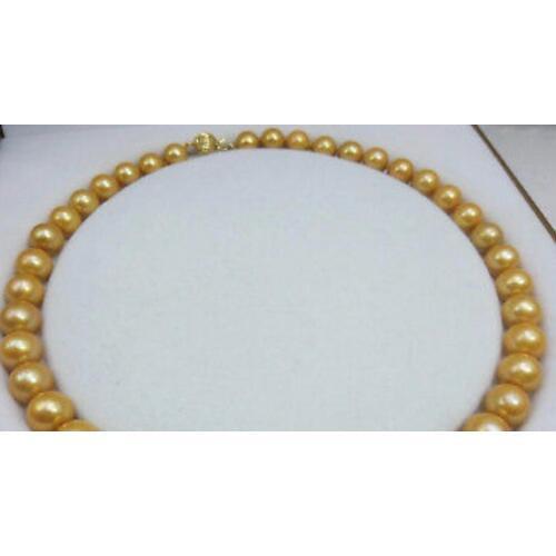 AAA 11-12MM NATURAL GOLDEN PEARL NECKLACE 18" 36" YELLOW CLASP