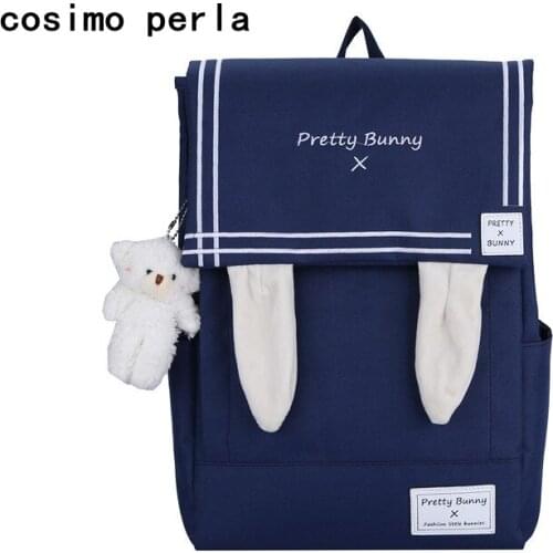 England Style Casual Schoolbag Female College Student Bookbag Korean INS Embroidery Cartoon Rabbit Ears Cute JK Oxford Backpack