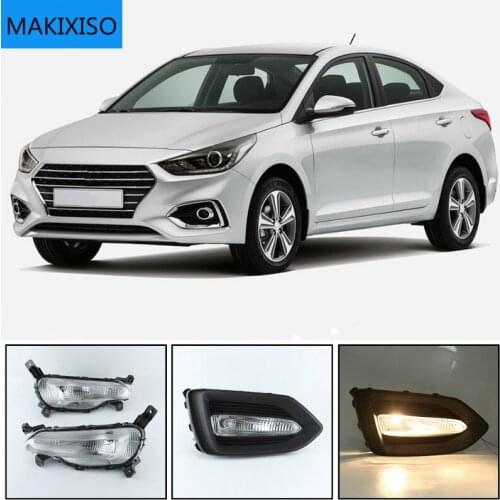 1 Pair For Hyundai Solaris Accent 2017 2018 2019 Car DRL Lamp Waterproof LED Daytime Running Light Fog lamp cover