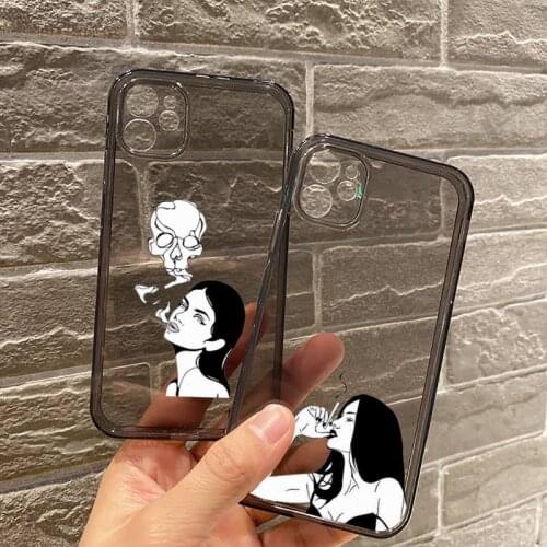 Cool smoking heartbreaker girl Phone Case Transparent for iPhone 7 8 11 12 se 2020 mini pro X XS XR MAX Plus smart phone case