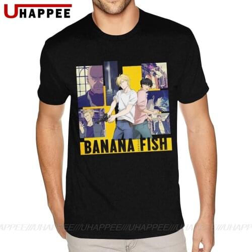 Large and Tall Size Banana Fish Shirts for Men Hip Hop Fashion Short Sleeves Mens Water Printed Shirt 90s Clothing