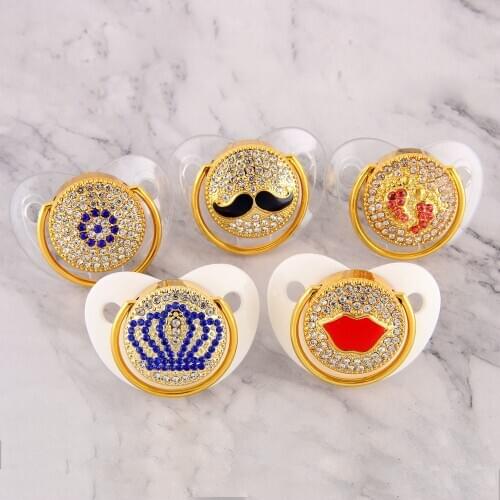 Luxury Bling Bling Rhinestone Baby Pacifier Newborn Infant Baby Silicone Orthodontic Pacifier Nipple Sleep Soother Drop Shipping